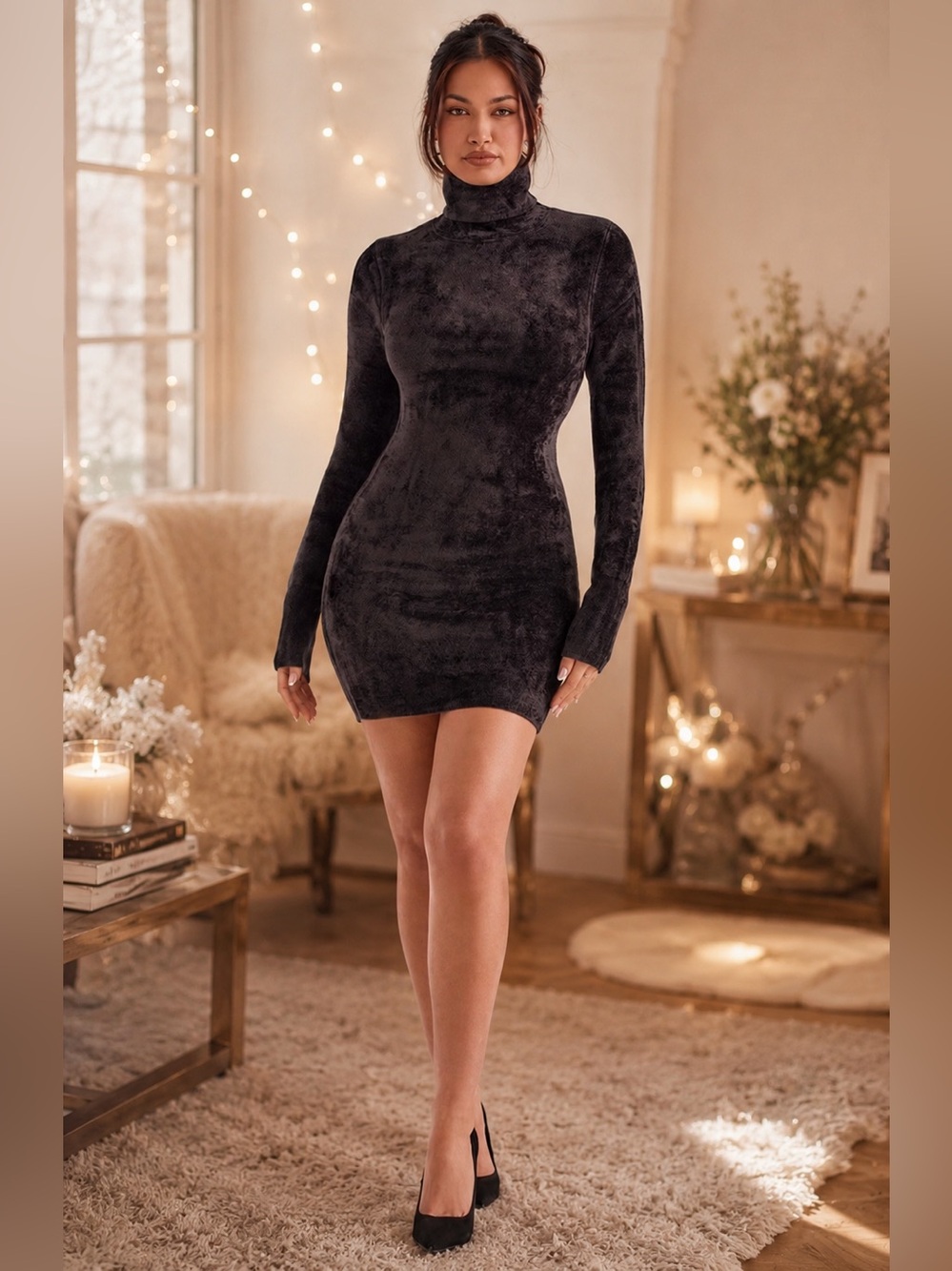 ❤️‍🔥Firm Price❤️‍🔥House of CB TAYA Charcoal Chenille Mini Dress